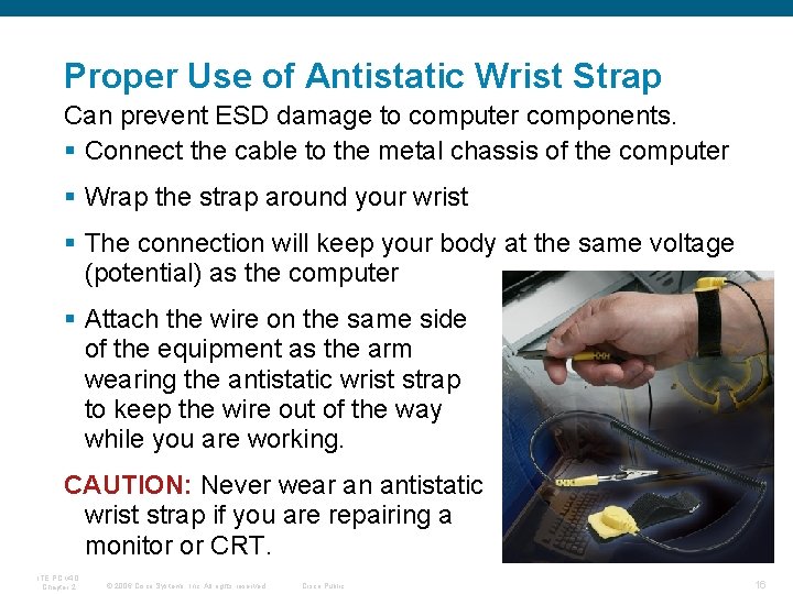 Proper Use of Antistatic Wrist Strap Can prevent ESD damage to computer components. §