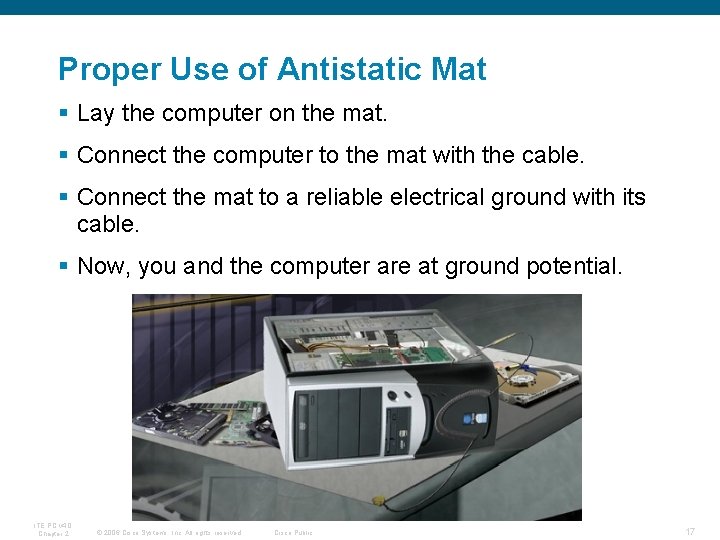 Proper Use of Antistatic Mat § Lay the computer on the mat. § Connect