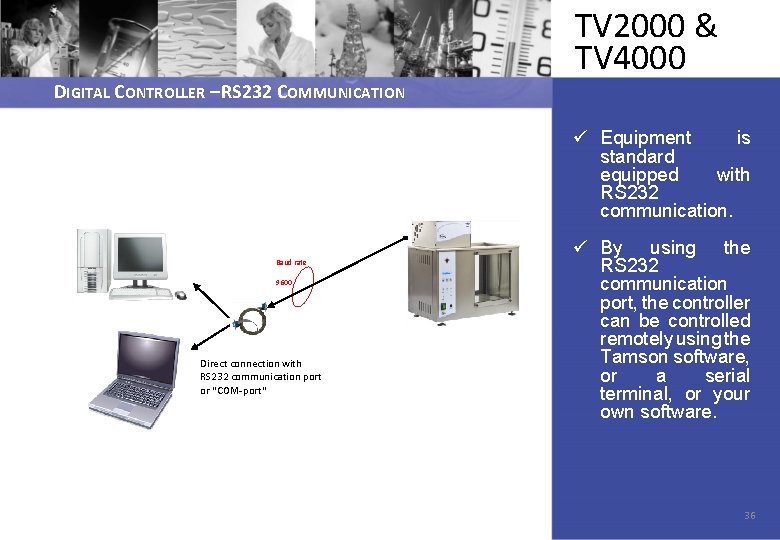DIGITAL CONTROLLER – RS 232 COMMUNICATION TV 2000 & TV 4000 ü Equipment is