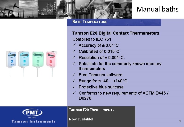 Manual baths BATH TEMPERATURE Tamson E 20 Digital Contact Thermometers Complies to IEC 751