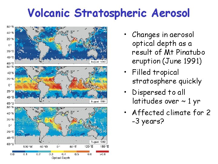 Volcanic Stratospheric Aerosol • Changes in aerosol optical depth as a result of Mt
