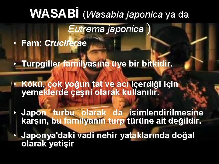 WASABİ (Wasabia japonica ya da Eutrema japonica ) • Fam: Cruciferae • Turpgiller familyasına