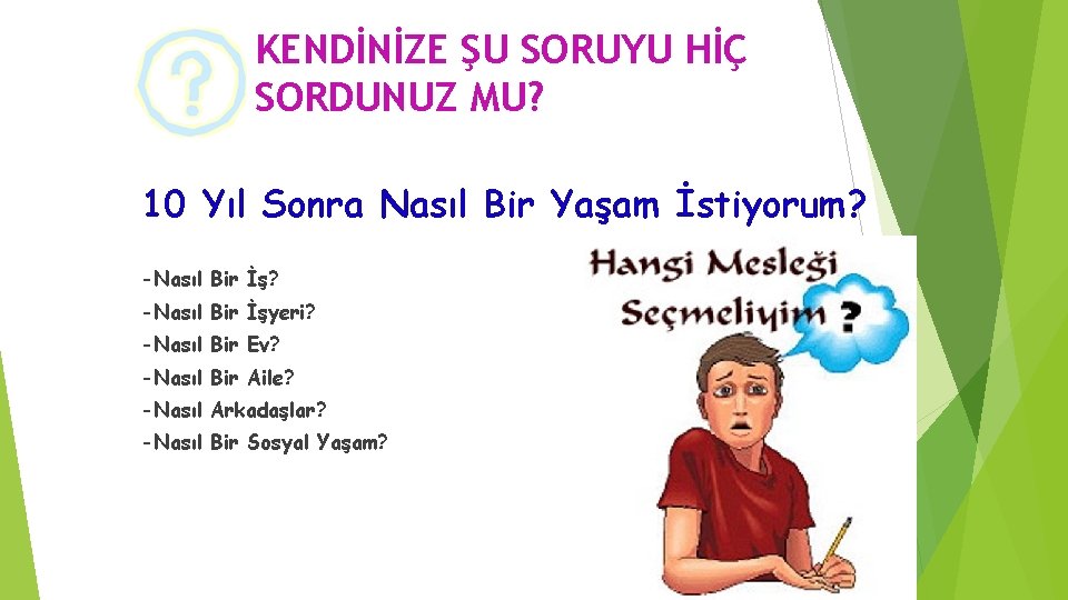 KENDİNİZE ŞU SORUYU HİÇ SORDUNUZ MU? 10 Yıl Sonra Nasıl Bir Yaşam İstiyorum? -Nasıl