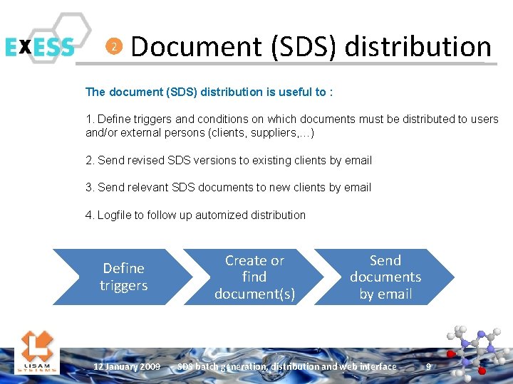 2 Document (SDS) distribution The document (SDS) distribution is useful to : 1. Define