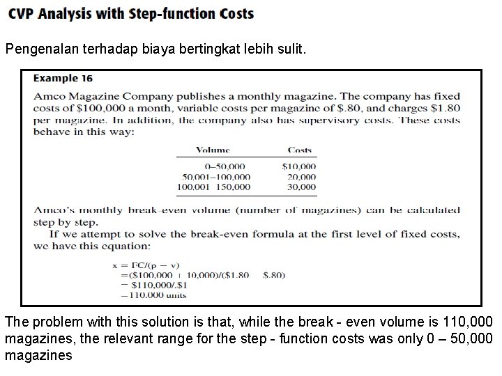 Pengenalan terhadap biaya bertingkat lebih sulit. The problem with this solution is that, while
