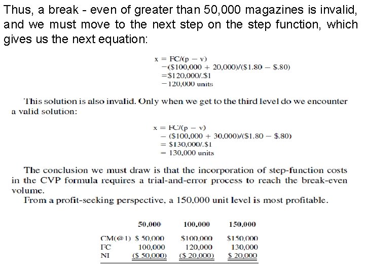 Thus, a break - even of greater than 50, 000 magazines is invalid, and