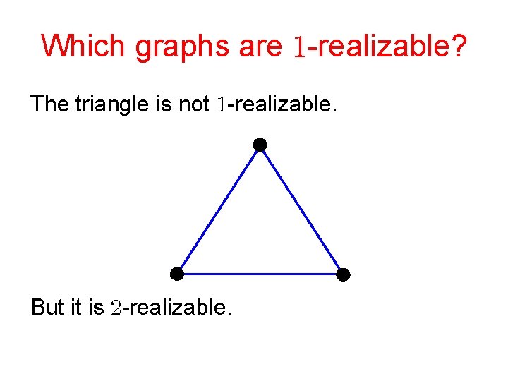 Which graphs are -realizable? The triangle is not -realizable. But it is -realizable. 