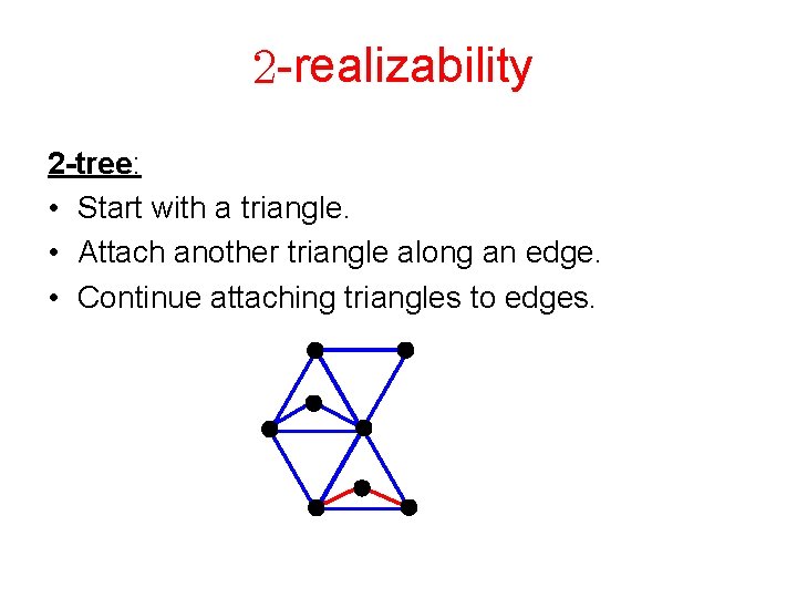  -realizability 2 -tree: • Start with a triangle. • Attach another triangle along
