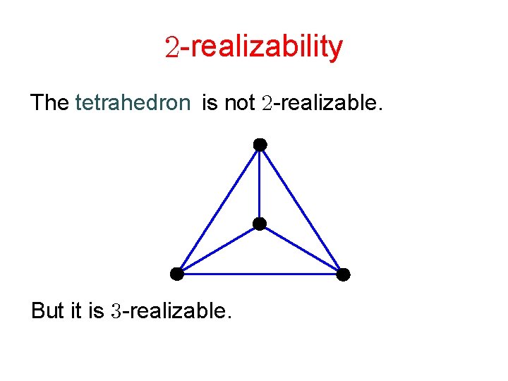  -realizability The tetrahedron is not -realizable. But it is -realizable. 