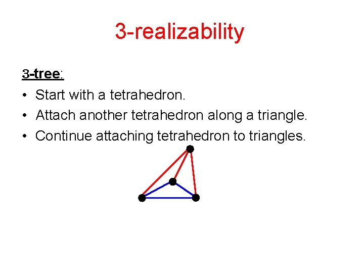 3 -realizability -tree: • Start with a tetrahedron. • Attach another tetrahedron along a