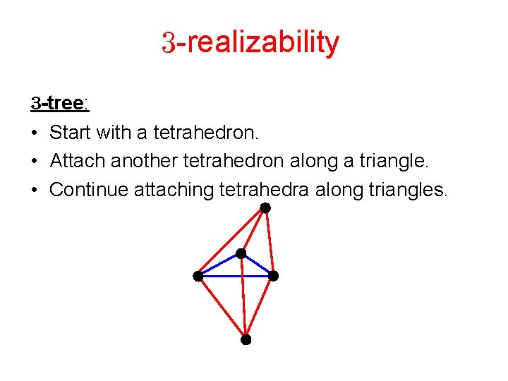  -realizability -tree: • Start with a tetrahedron. • Attach another tetrahedron along a