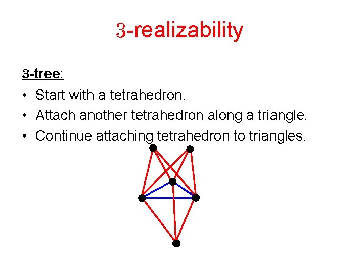  -realizability -tree: • Start with a tetrahedron. • Attach another tetrahedron along a