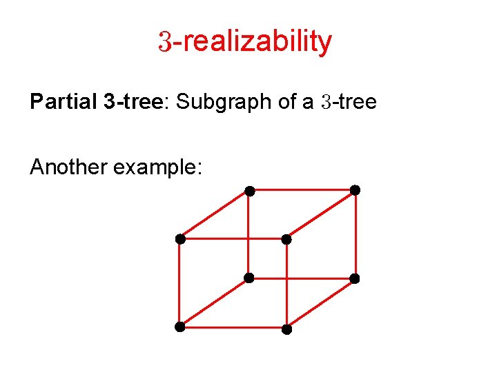  -realizability Partial 3 -tree: Subgraph of a -tree Another example: 