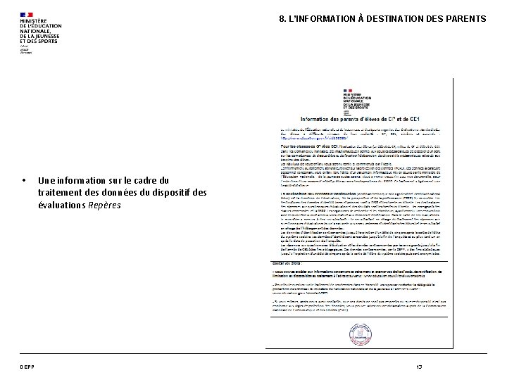 8. L’INFORMATION À DESTINATION DES PARENTS • DEPP Une information sur le cadre du