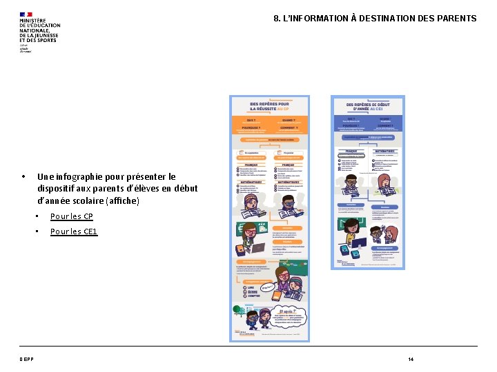 8. L’INFORMATION À DESTINATION DES PARENTS • DEPP Une infographie pour présenter le dispositif