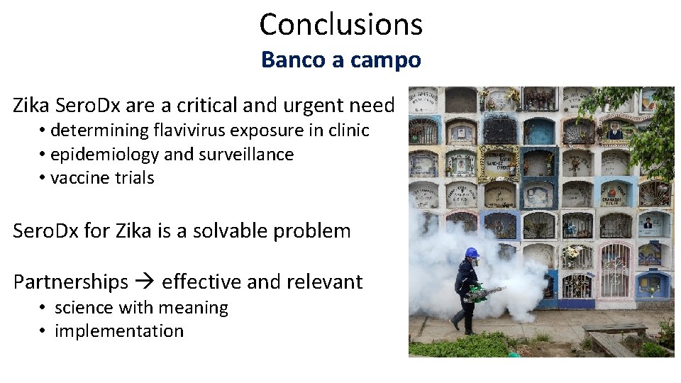 Conclusions Banco a campo Zika Sero. Dx are a critical and urgent need •