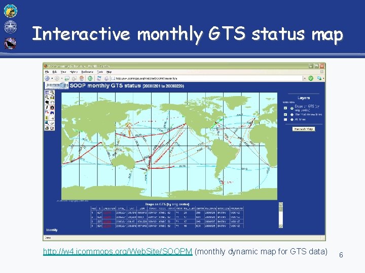 Interactive monthly GTS status map http: //w 4. jcommops. org/Web. Site/SOOPM (monthly dynamic map