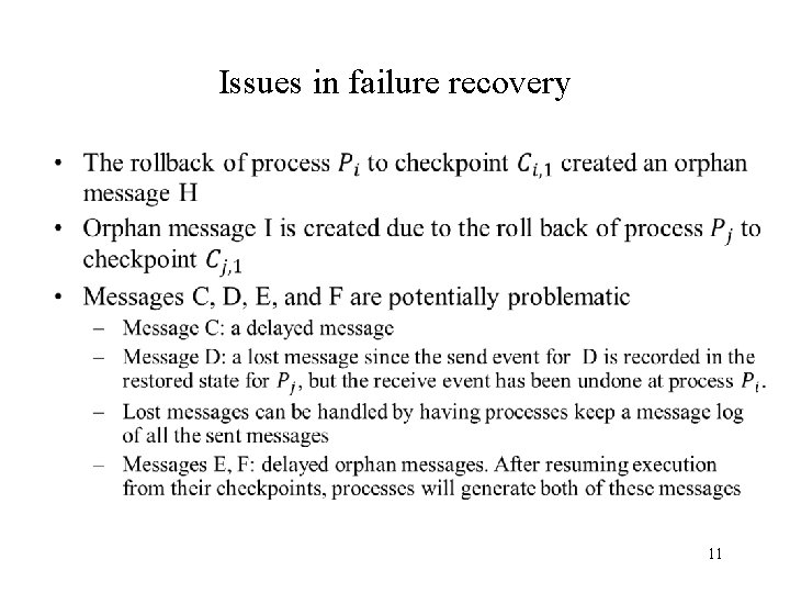 Issues in failure recovery 11 