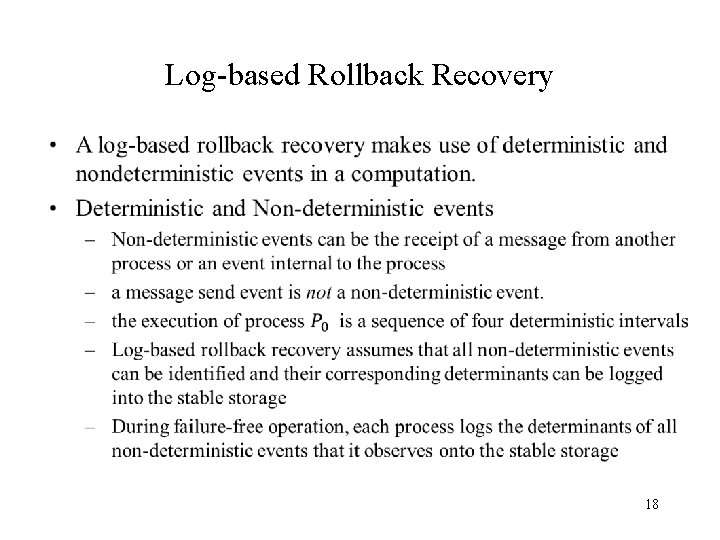 Log-based Rollback Recovery 18 