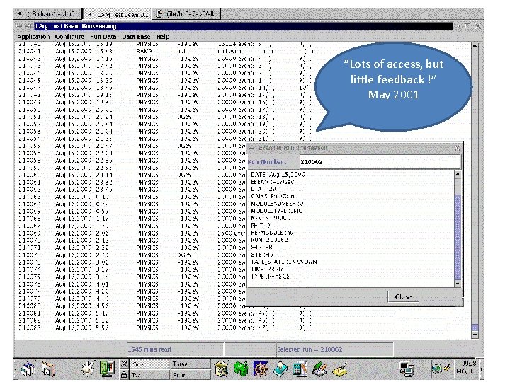 “Lots of access, but little feedback !” May 2001 