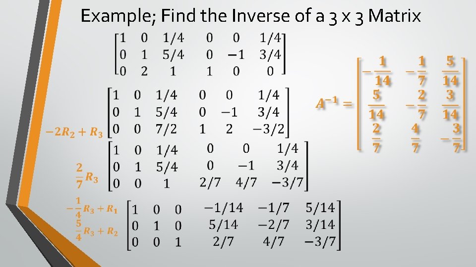 Example; Find the Inverse of a 3 x 3 Matrix 