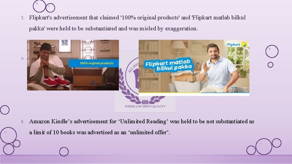 5. Flipkart's advertisement that claimed '100% original products' and 'Flipkart matlab bilkul pakka' were