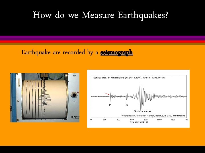 How do we Measure Earthquakes? Earthquake are recorded by a seismograph 