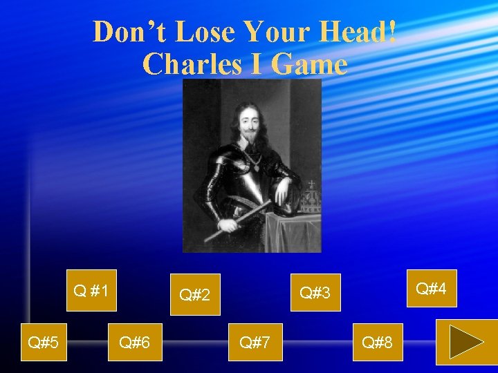 Don’t Lose Your Head! Charles I Game Q #1 Q#5 Q#6 Q#4 Q#3 Q#2