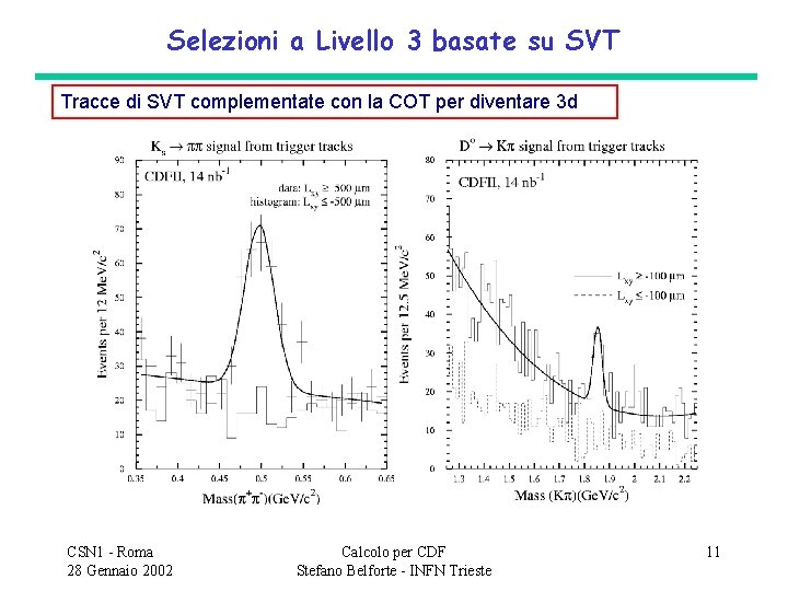 Selezioni a Livello 3 basate su SVT Tracce di SVT complementate con la COT