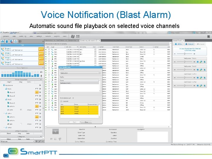 Voice Notification (Blast Alarm) Automatic sound file playback on selected voice channels 