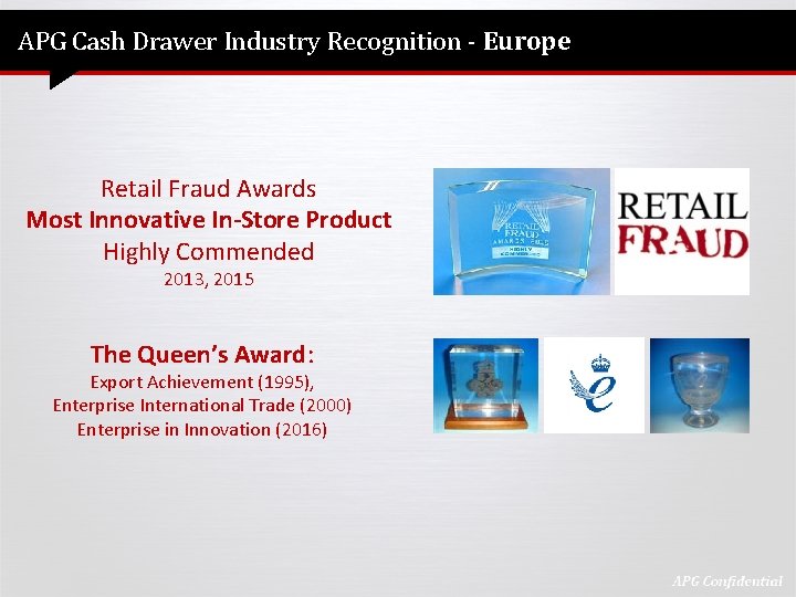 APG Cash Drawer Industry Recognition - Europe Retail Fraud Awards Most Innovative In-Store Product