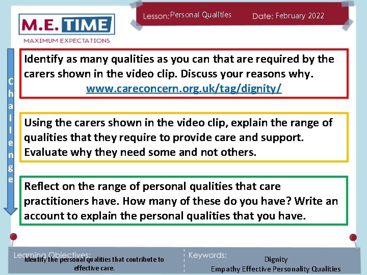 Personal Qualities February 2022 Identify as many qualities as you can that are required