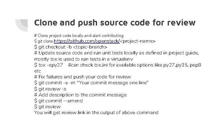 Clone and push source code for review # Clone project code locally and start