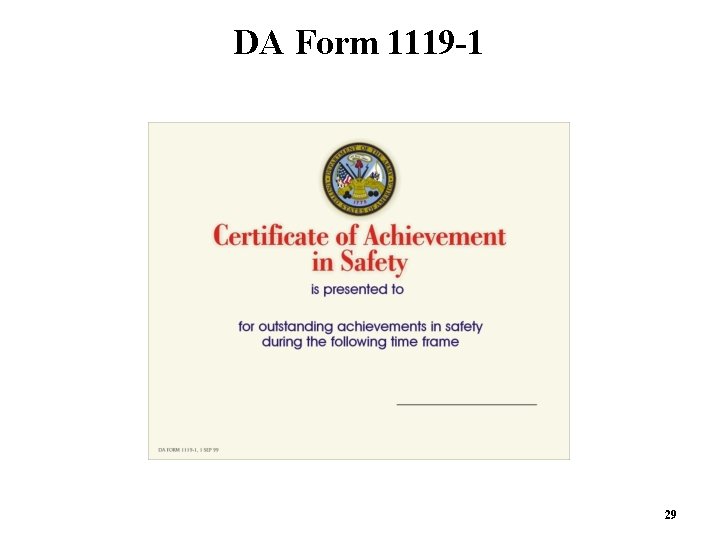 DA Form 1119 -1 29  DA Form 1119 -1 29