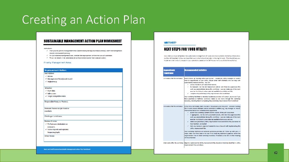 Creating an Action Plan 62 