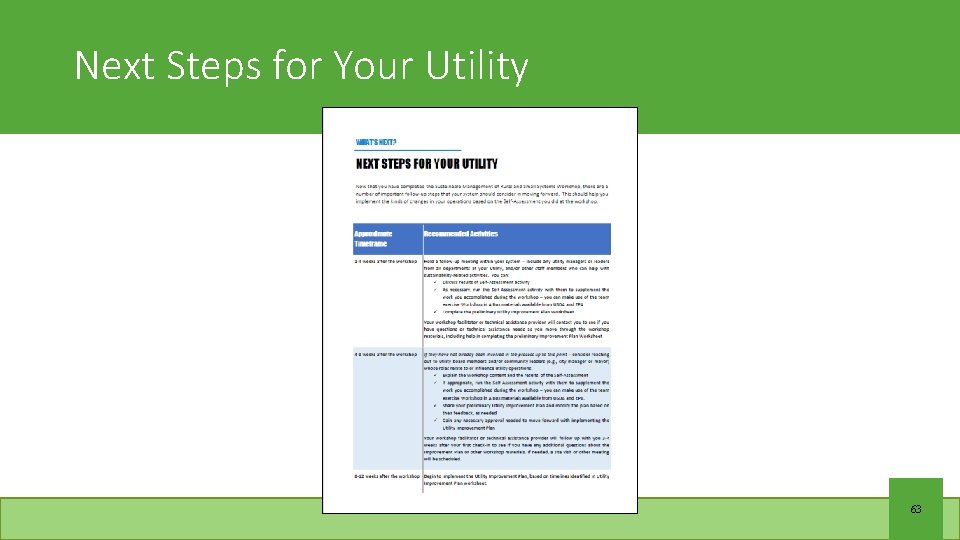 Next Steps for Your Utility 63 