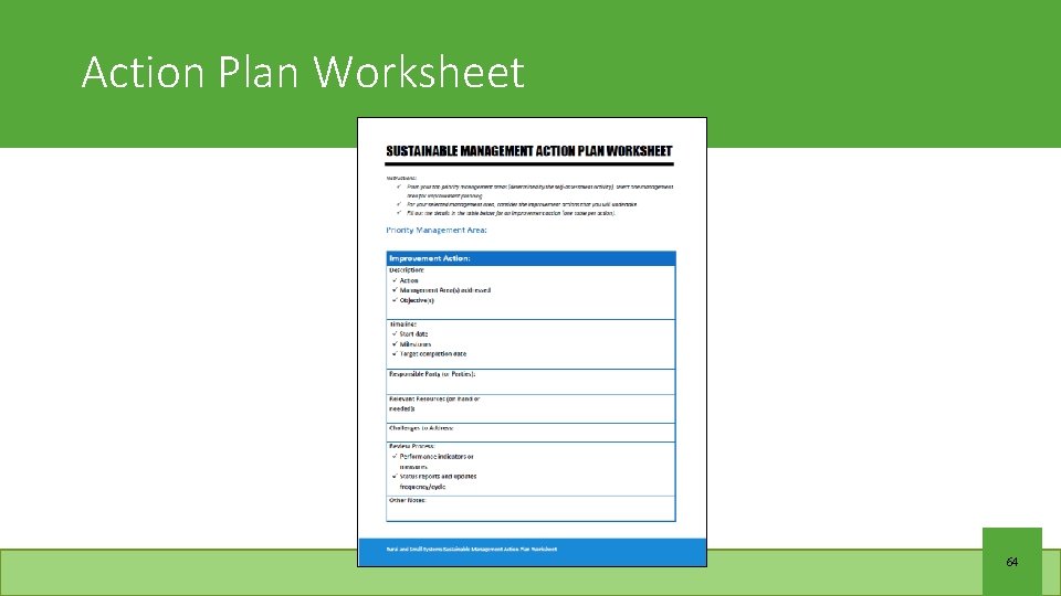 Action Plan Worksheet 64 
