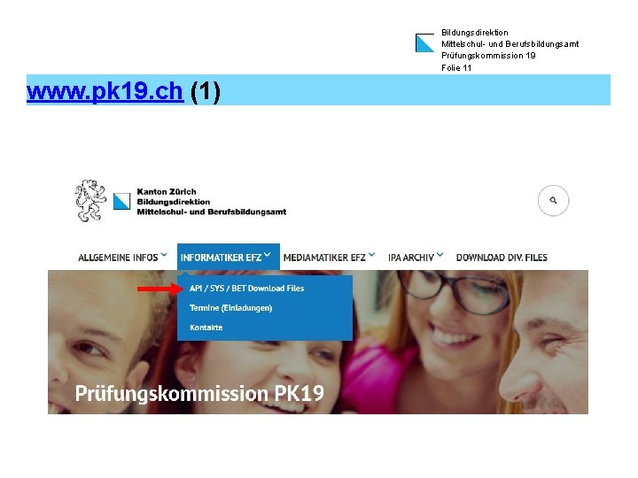 Bildungsdirektion Mittelschul- und Berufsbildungsamt Prüfungskommission 19 Folie 11 www. pk 19. ch (1) 