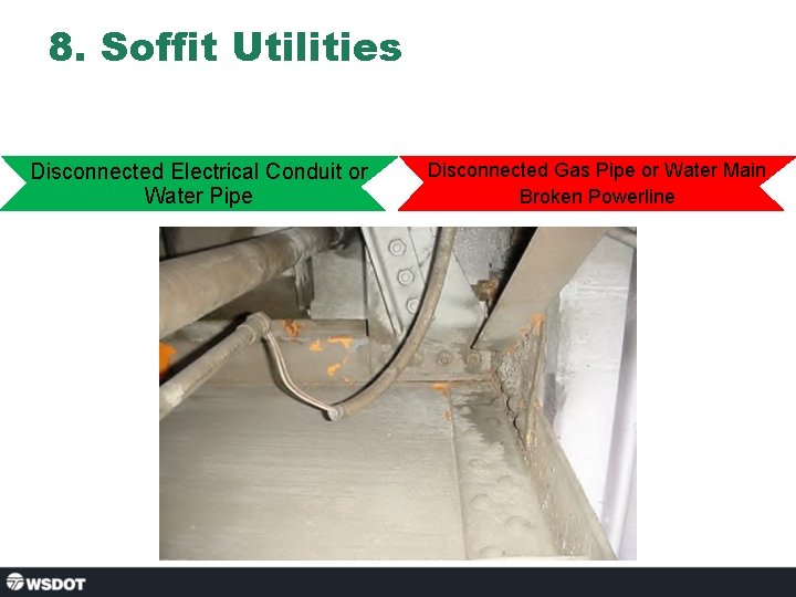 8. Soffit Utilities Disconnected Electrical Conduit or Water Pipe Disconnected Gas Pipe or Water
