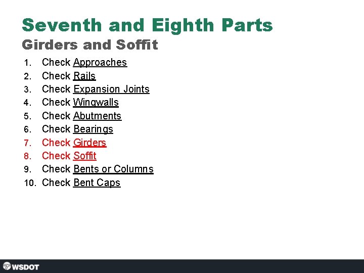 Seventh and Eighth Parts Girders and Soffit 1. 2. 3. 4. 5. 6. 7.