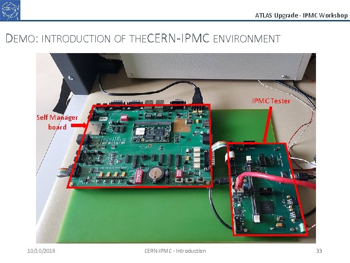ATLAS Upgrade - IPMC Workshop DEMO: INTRODUCTION OF THECERN-IPMC ENVIRONMENT IPMC Tester Self Manager