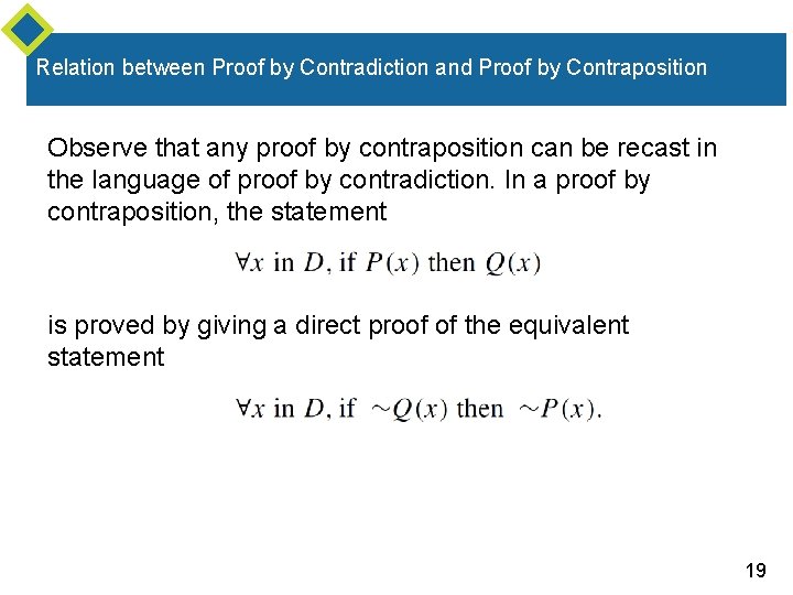 Relation between Proof by Contradiction and Proof by Contraposition Observe that any proof by