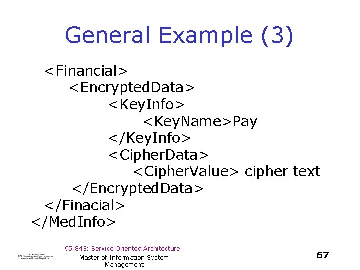 General Example (3) <Financial> <Encrypted. Data> <Key. Info> <Key. Name>Pay </Key. Info> <Cipher. Data>