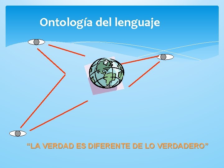 Ontología del lenguaje “LA VERDAD ES DIFERENTE DE LO VERDADERO” 