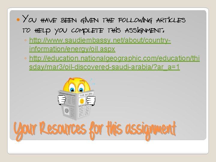  You have been given the following articles to help you complete this assignment: