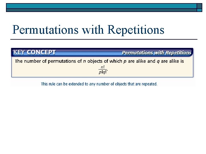 Permutations with Repetitions 