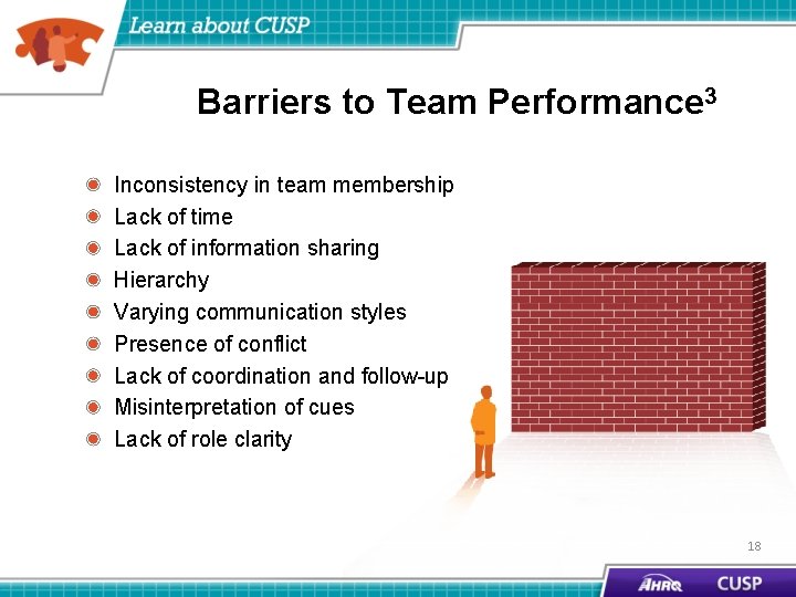 Barriers to Team Performance 3 Inconsistency in team membership Lack of time Lack of