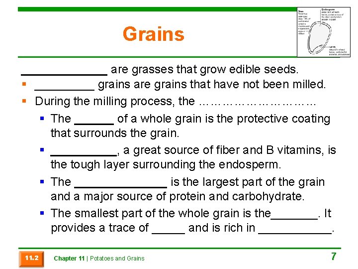 Grains _______ are grasses that grow edible seeds. § _____ grains are grains that