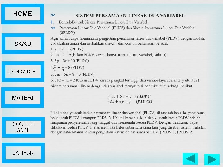 HOME SK/KD INDIKATOR MATERI CONTOH SOAL LATIHAN 