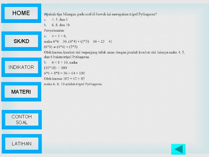 HOME SK/KD INDIKATOR MATERI CONTOH SOAL LATIHAN 